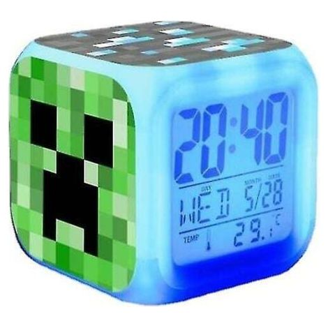 Minecraft Bunter Farbwechsel-Quartett-Wecker, LED-Nachtlicht, Geburtstagsgeschenk, Weihnachtsgeschenk 1