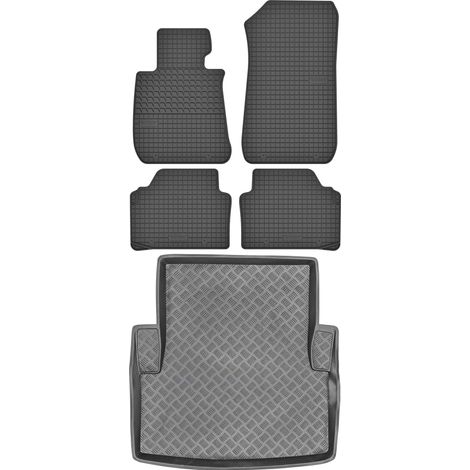 Set di tappetini in gomma per auto e tappetino per bagagliaio per BMW Serie 3 E90 Berlina dal 2004 al 2012.