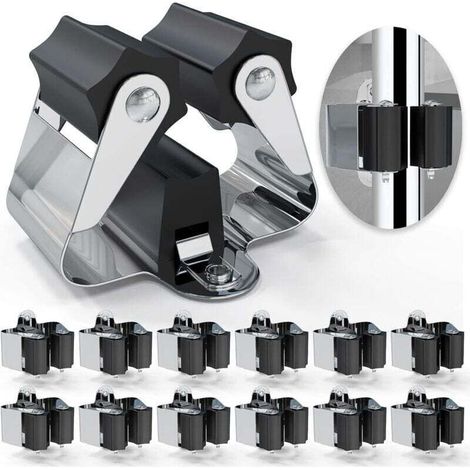 12 Pieces Wall Broom Holder Storage Organizer 0.7 mm for Laundry Room Garden Garage Black (1/4)