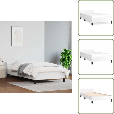 Cadre de lit avec tête de lit sans matelas blanc 80x200 cm - Cadre De Lit - Lit Double - Literie - Meuble Chambre - Tête De Lit (1/5)