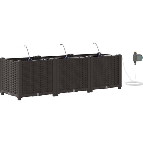 Maison Exclusive - Vaso da giardino 3 pcs Marrone 120 x 40 x 37,5 cm Plastica