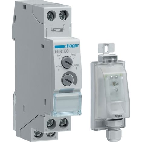 Hager – Interrupteur crépusculaire EEN100 – Pour éclairage extérieur – Détection automatique – Couleur gris (1/5)