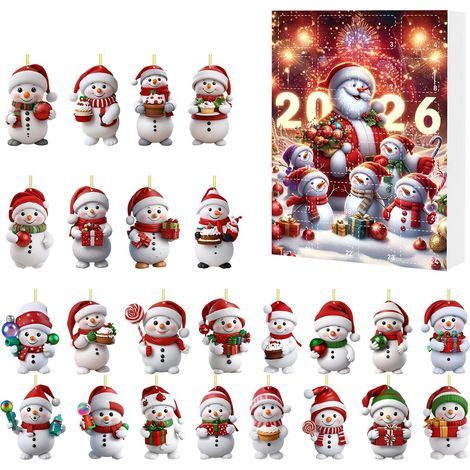 Niedlicher Schneemann-Anhänger aus Acryl, Weihnachtsüberraschungsbox, europäischer und amerikanischer Adventskalender – Typ E (1/2)
