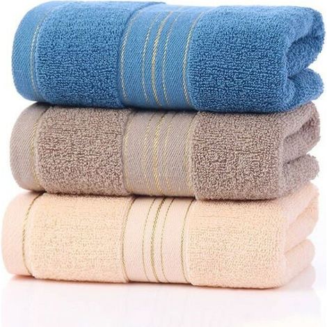 3 articles Serviette de Toilette- 100% Coton Corail - 33x73cm (1/5)