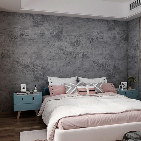 40 cm × 15 m Papier peint adhésif gris effet ciment – Film autocollant gris clair, revêtement mural imitation béton, vinyle 3D pour meubles – Décor mural gris pour cuisine, salon et chambre (1/5)