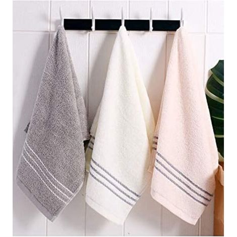 Juego de 3 toallas de mano, toallas de baño grandes (34 x 74 cm), toallas de mano de algodón, toallitas húmedas rosas, blancas y grises, paños absorbentes para cocina y baño.