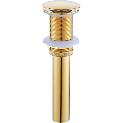 Bonde et accessoires pour vasque et lavabo,Pop-up Rétro Bouchon Bonde de Lavabo Vidange sans Trop-Plein en Laiton Bronzé Universel Valve Draineur d’Evier Vasque Siphon, Or (1/5)