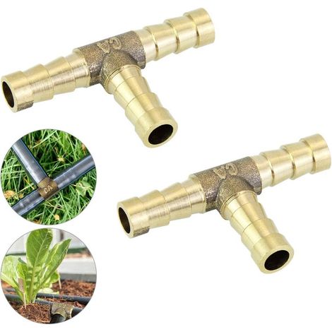 3 Pièces Raccords de Tuyau d'air Comprimé en Laiton de 19mm, T en Forme, Connecteur de Tuyau de Carburant, Connecteur Barbelé pour Carburant, Air, Eau, Gazole (1/5)