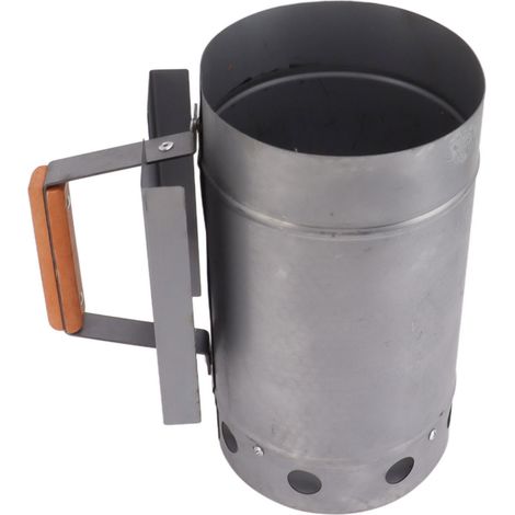 Allume-cheminée avec manche en bois, cheminée d'allumage compacte pour barbecue, idéale pour la cuisine en plein air et le camping. (1/5)