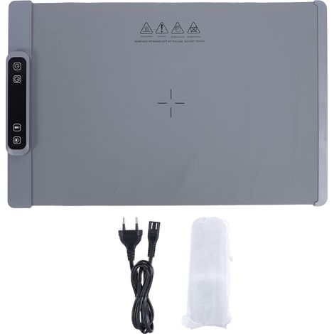 Tapis Chauffant Alimentaire 60-100°C, 3 Modes de Température, Résistant à L'eau et À L'huile, Contrôle Tactile, Pliable, Gris-KZQ (1/5)