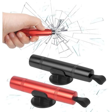 2 martelli di emergenza per auto con taglia-cinture, taglia-cinture multifunzionale, martello di sicurezza portatile, rompivetro, strumento di soccorso per auto e autobus, nero e rosso (1/5)