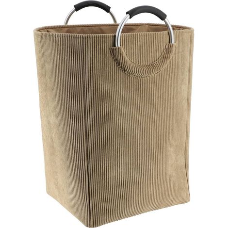 Faltbarer wäschekorb aus kordsamt 55l-taupe - Tendance (1/3)