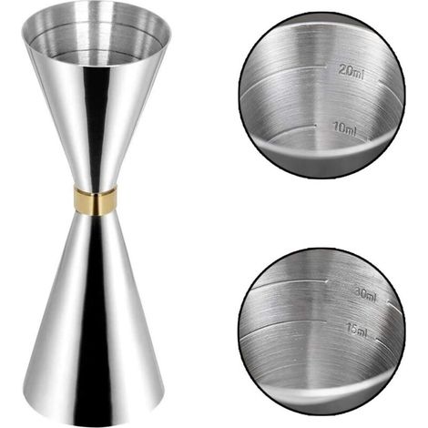 Messbecher Jigger, Japanischer Stil Messbecher Cocktail Jigger 1 oz / 2 oz, Hochwertiger Messbecher Jigger, Doppelter Barmaß aus Edelstahl, für Party Getränke Wein, Cocktail, Bar Craft (1/5)