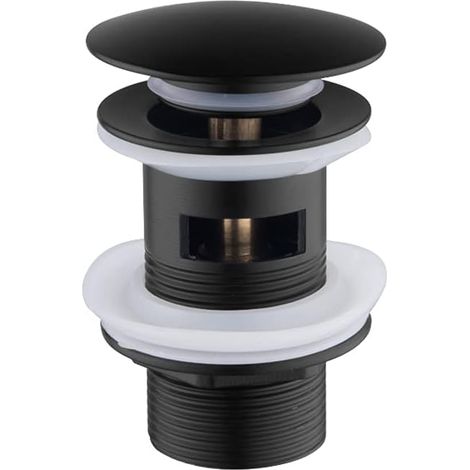 Basin Waste Slotted, Basin Sink Waste Modern Pop Up Click Clack Sprung Plug Slotted, Bathroom Sink Waste, Pop Up Sink Plugs Basin for Bathroom Sink Tap, Black (1/4)