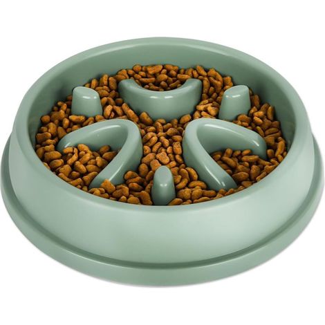 Gamelle Anti Glouton Chien ou Chat,Gamelle à Alimentation Lente Anti-étouffement avec Base Antidérapante,favorise Une Alimentation Saine, Vert (1/5)