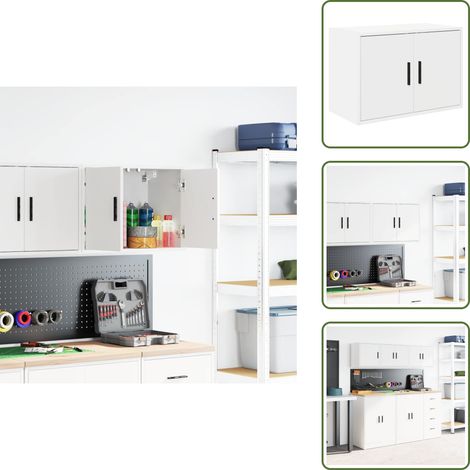 Garagen-Wandschrank Weiß Holzwerkstoff - Garagen-Wandschrank - Garagen-Wandschränke - Schrank - Garagen-Lagerschrank (1/5)
