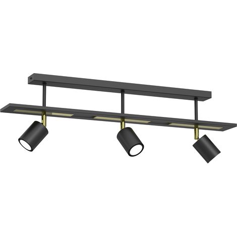 Rampe Ordea noir/or 3 spots orientables GU10 Luminex