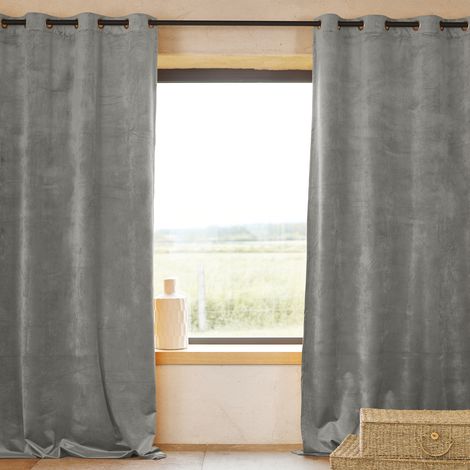 Rideau Ignifugé M1 en velours premium Gris 140x260 cm (1/4)