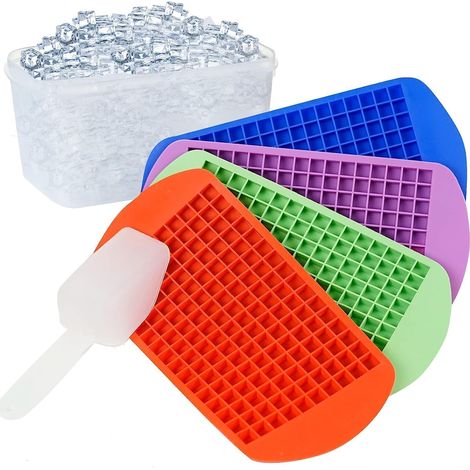 Bandeja de silicona para cubitos de hielo con tapa, 640 minicavidades, molde reutilizable, apto para lavavajillas, ideal para cócteles. (1/5)