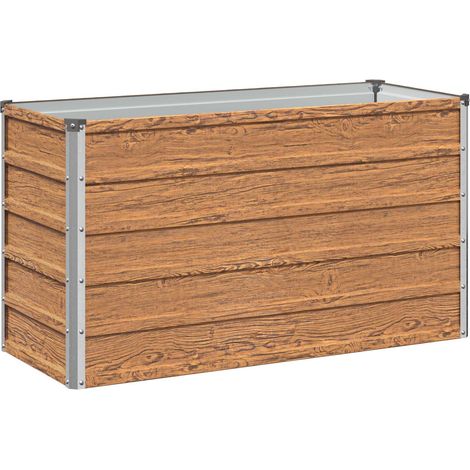 Raised Garden Bed Wood Brown 100 x 40 x 55 cm cold-rolled steel vidaXL