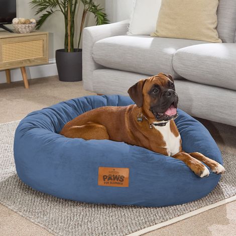 Paws for Slumber Donut Pet Bed, Navy, Extra Large, 85cm Diameter