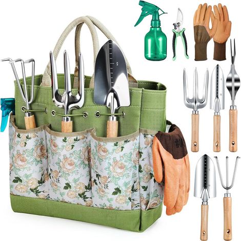 Ensemble d'outils de jardin en acier inoxydable - Kit jardinage 9 pièces (1/3)
