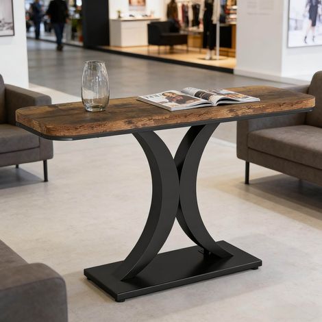 Consola de entrada 100 x 30 x 82,5 cm en madera y metal, marrón y negro DESVIAE (1/5)