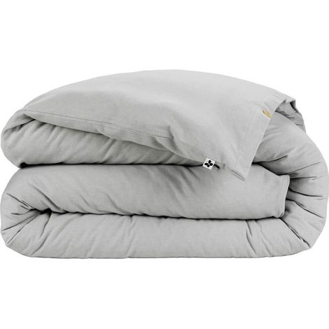 HEDDA - Housse de Couette 140x200cm Flanelle de Coton Coloris Brume (1/4)
