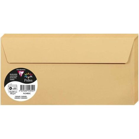Enveloppe - CLAIREFONTAINE - Pollen - 120g - 110x220mm - Caramel - Paquet de 20