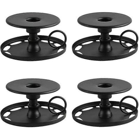 4 Pcs Bougeoirs Bougeoirs Noir Bougeoir Taper Bougeoirs Décoratif Bougeoir Ca (1/4)