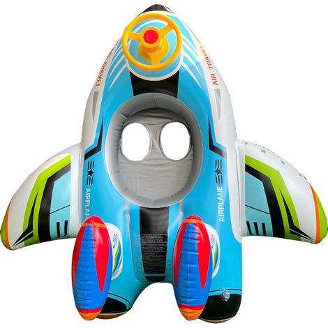 Bouée Avion Gonflable Enfant avec Siège et Volant,Grande Bouée Piscine Bébé en PVC Épais,Flotteur Siège Avion Bleu pour Garçon Fille,Jeu d'Eau Été (1/4)