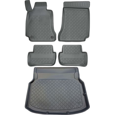 Set di tappetini per auto e tappetino per bagagliaio per Mercedes Classe C W204 berlina dal 04.2007 al 02.2014.