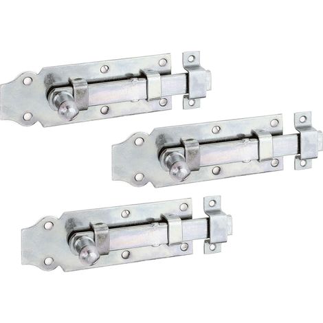 Verrou de porte droit, avec poignée bouton et gâche attachée bichromaté platine 120 x 44 mm Set de 3 pièces