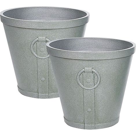 Pot à Plantes pour Intérieur et Extérieur 41x41x37 cm en Fibre Argile et Verre Résistante aux UV Gris Vari (1/5)