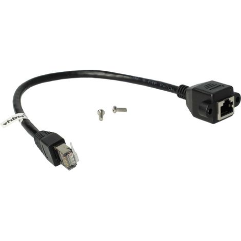 vhbw Ethernet LAN Verlängerungskabel RJ45 Stecker auf Buchse - Cat6 Verlängerung mit Einbaubuchse, 0,3 m Schwarz (1/5)