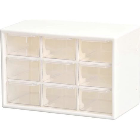 Boîte de rangement à 9 tiroirs, armoire de rangement en plastique pour la maison, l'atelier ou le bureau, idéale pour ranger bijoux et médicaments. (1/5)