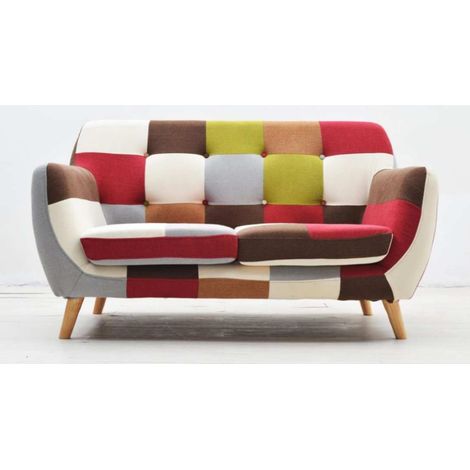 Divano in tessuto 132 cm patchwork LEVANTE 2 posti (1/2)