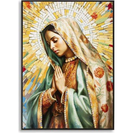 PAINTING ON CANVAS LACQUERED MADONNA -A- WITH FRAME CM 72X4X102 (1/4)
