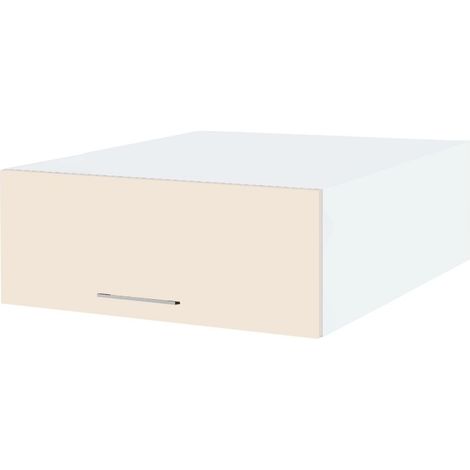 Meuble haut grande profondeur de cuisine Lovia Vanille Mat 1 porte relevable L 90 cm (1/2)