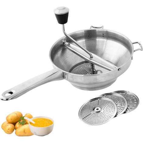 1 Presse-légumes,Acier inoxydable,Poignée ergonomique,3 disques interchangeables,Cuisine (1/5)