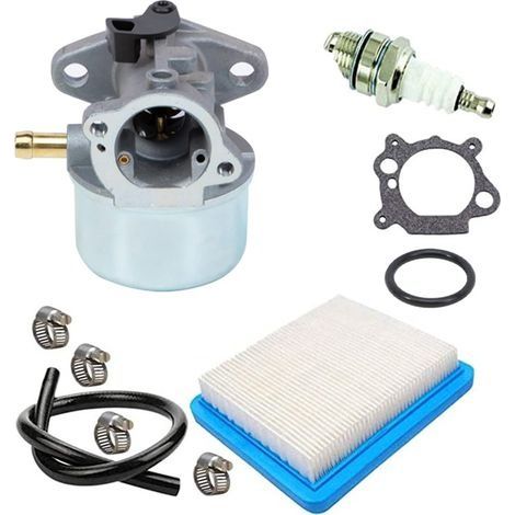 Kit carburateur 799868 avec Poire d’amorçage et Filtre à air pour Moteurs Briggs & Stratton 4-7HP Tondeuses à Gazon 499059 498170 497586 497314 (1/5)