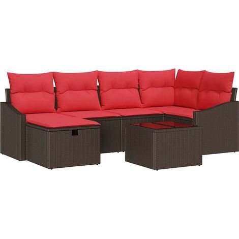 Ensemble de Canapés avec coussin avec stockage Marron polyrotin vidaXL (1/5)