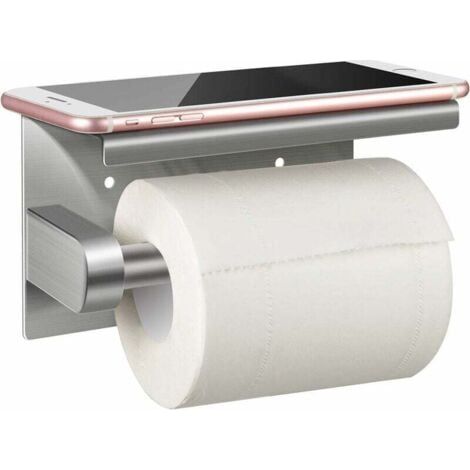 Portarrollos de papel higiénico, sin perforaciones, para montaje en pared, acero inoxidable 304 (1/5)