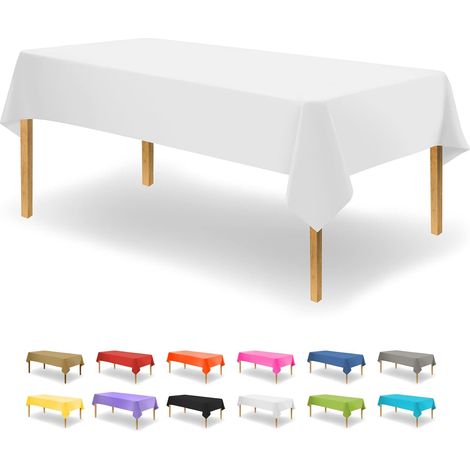 Nappes jetables en plastique blanches pour tables rectangulaires (paquet de 12), nappes pour fêtes, intérieur et extérieur, 137,16 x 274,32 cm, couverture extérieure (1/5)