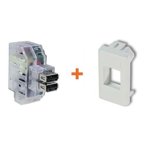 Fanton caricatore doppia presa USB A 5V 2,4A compatibile Bticino Matix bianca - 82892-MB