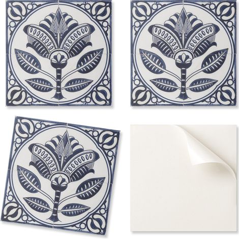 Juego de baldosas de vinilo con estampado floral cer谩mico para cocina, 20x20x20 cm.