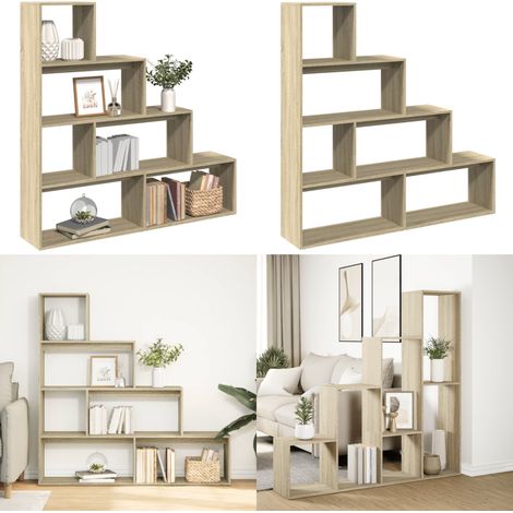 vidaXL Raumteiler-Bücherregal 4 Stufen Sonoma-Eiche 143,5x29x143,5 cm (1/5)