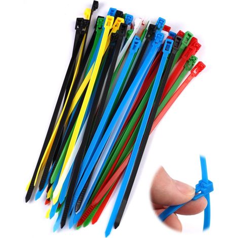 102 Pièces Collier de Serrage Plastique Réutilisables, 200 X 4.8 mm (1/5)