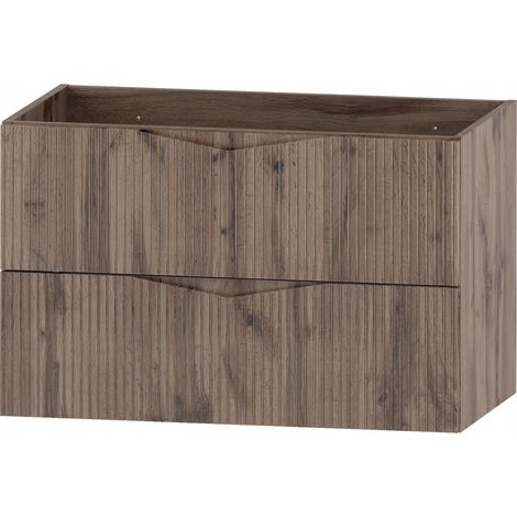 Meuble de salle de bain sous vasque suspendu CLEO chêne 80 cm façades rainurées