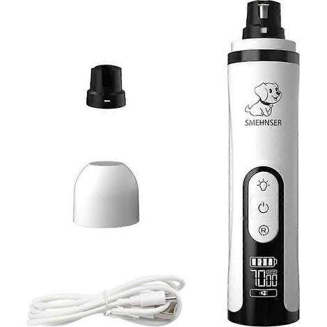 Chien outil de polissage des griffes avec lumière, rechargeable USB, facile à utiliser pour le toilettage des ongles de petit chien. (1/4)
